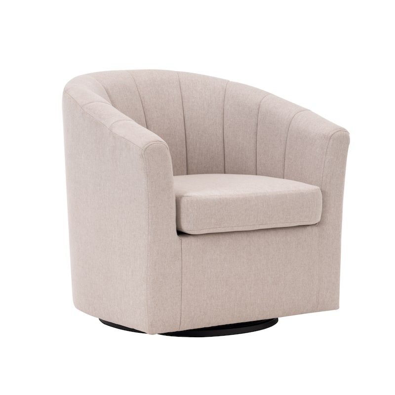 Porthos Home Matilde Swivel Fabric Barrel Accent Chair with Removable Seat Cushion - Beige