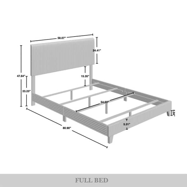 dimension image slide 2 of 10, CraftPorch Corduroy 4-pieces Mid-Century Modern Grey Bed with Dark Grey Furniture Bedroom Set