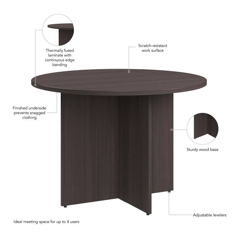 Bush Business Furniture 42W Round Conference Table with Wood Base
