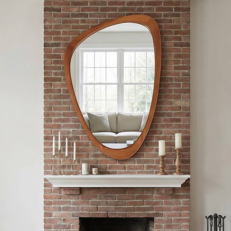 20"x30" Irregular Solid Wood Frame Decorative Mirror,For Bedroom, Bathroom, Living Room, Entryway