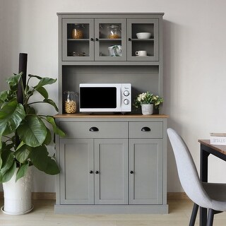 VEIKOUS Kitchen Pantry Cabinet Storage Hutch with Microwave Stand and Shelves
