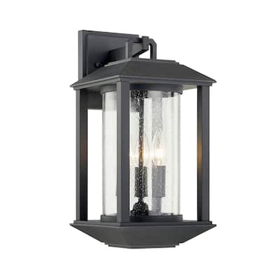Mccarthy 1-light Weathered Graphite Wall Sconce with Clear Seeded Glass