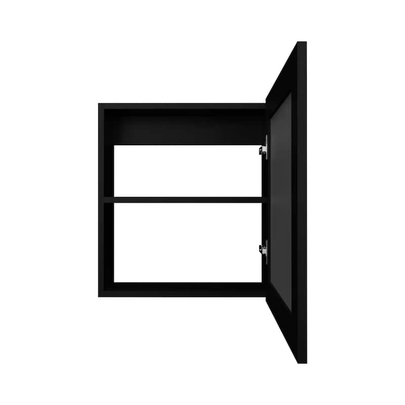 Sleek Black Wall-Mounted Medicine Cabinet with Mirror and Shelves for Bathroom Storage