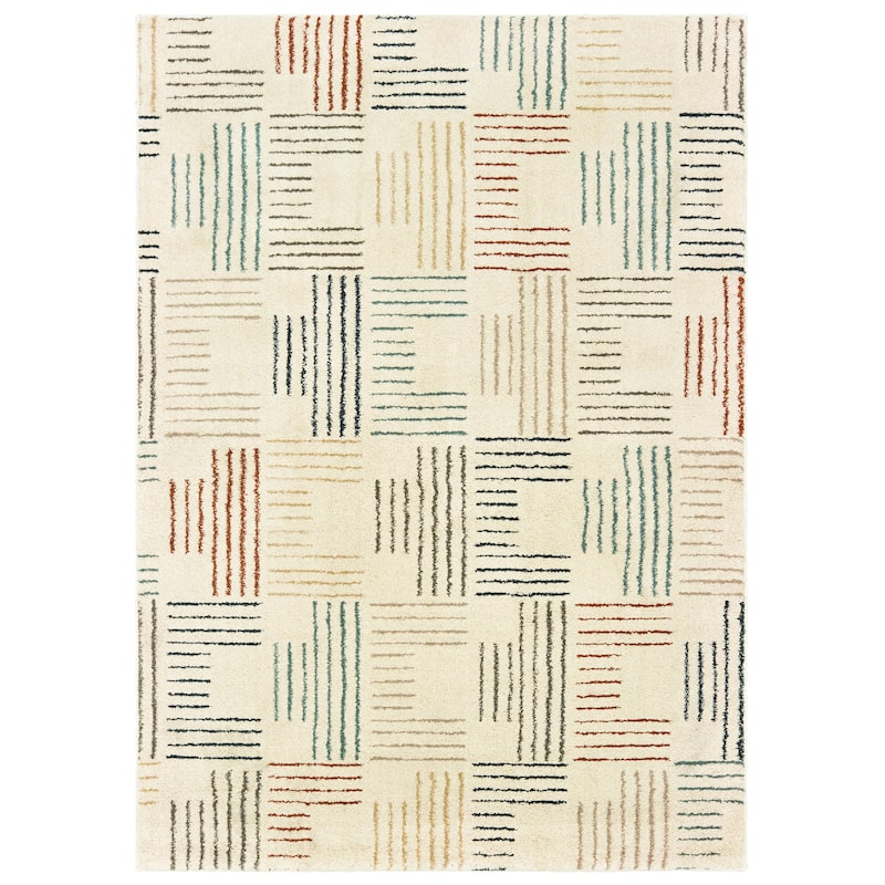 Style Haven Jelsa Striped Ivory/ Multi Area Rug - 3'10" x 5'5" - Ivory/Multi - Runner/Rectangle