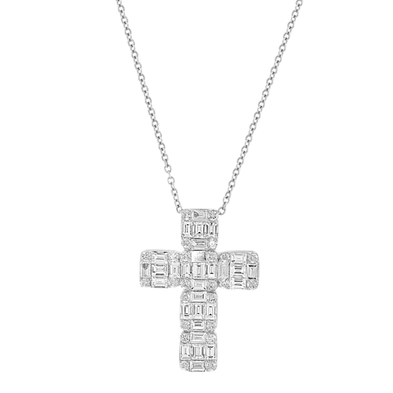 Effy Women's 14K White Gold Diamond Cross Pendant Necklace