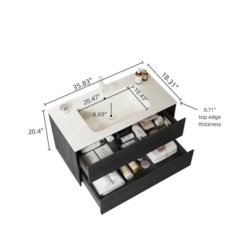 Modern Wall Mounted Bathroom Vanity with Sink