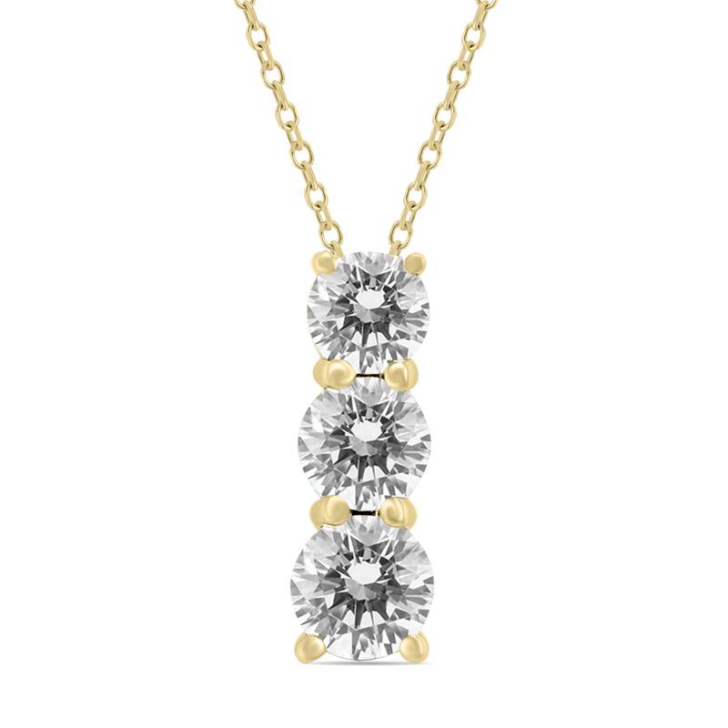 Marquee 1/4 Carat TW Diamond Three Stone Pendant in 14K Yellow Gold