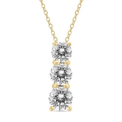 Marquee 1/4 Carat TW Diamond Three Stone Pendant in 14K Yellow Gold