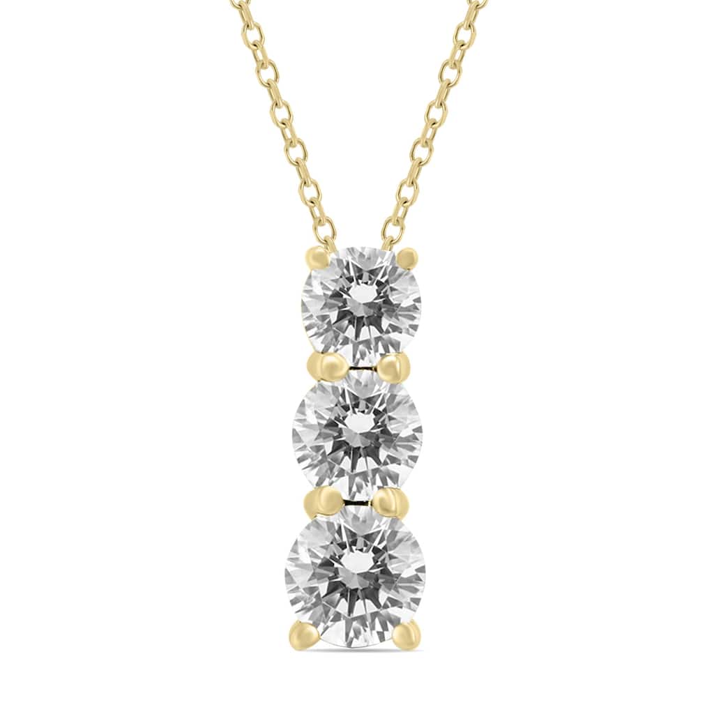 Marquee 1/4 Carat TW Diamond Three Stone Pendant in 14K Yellow Gold
