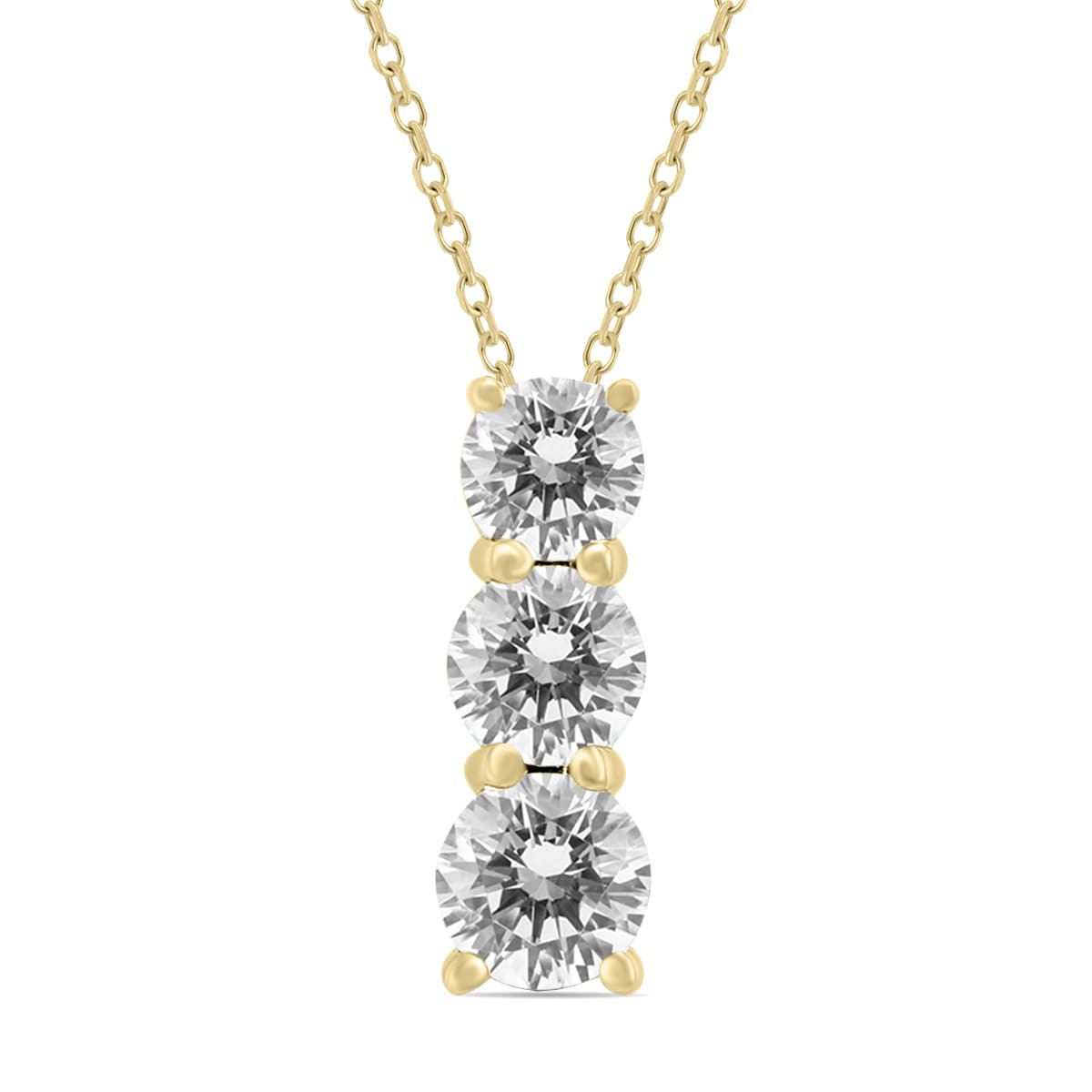 Marquee 1/4 Carat TW Diamond Three Stone Pendant in 14K Yellow Gold