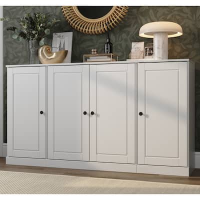 100% Solid Wood 65" Sideboard with Clear, Frosted Glass or Solid Wood Doors by Palace Imports