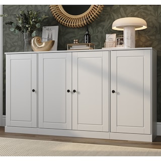 100% Solid Wood 65" Sideboard with Clear, Frosted Glass or Solid Wood Doors by Palace Imports