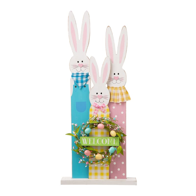 Glitzhome Easter Wooden Bunny Porch Decor Standing Rabbit Sign Decoration