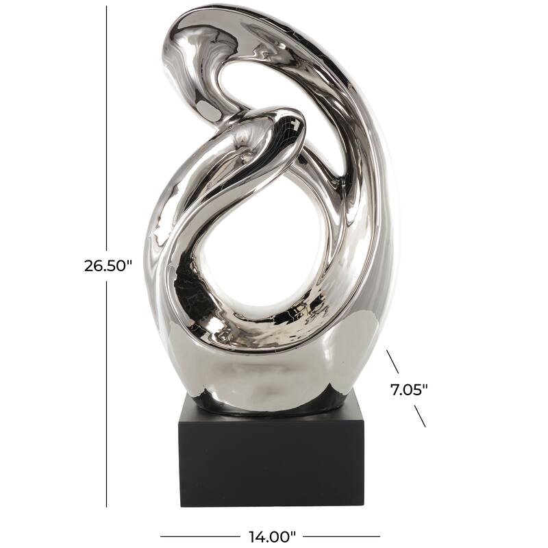 Silver Ceramic Abstract Decorative Sculpture