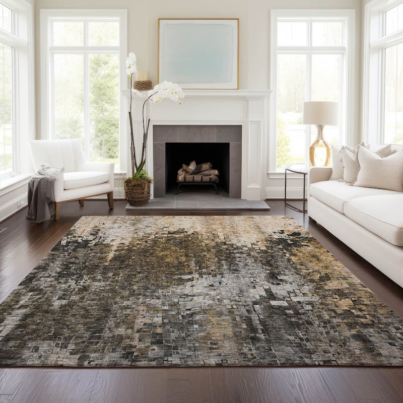Machine Washable Indoor/ Outdoor Chantille Modern Ombre Rug - Brown - 9' x 12'