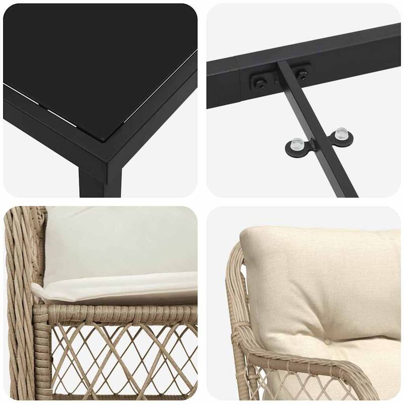 vidaXL Garden Dining Set with Cushion Poly Rattan