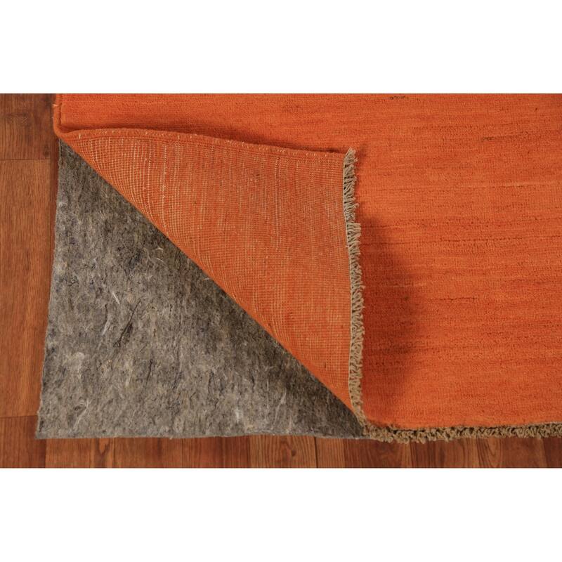 Orange Gabbeh Modern Rug Hand-Knotted Bedroom Wool Carpet - 4'0" x 5'9"