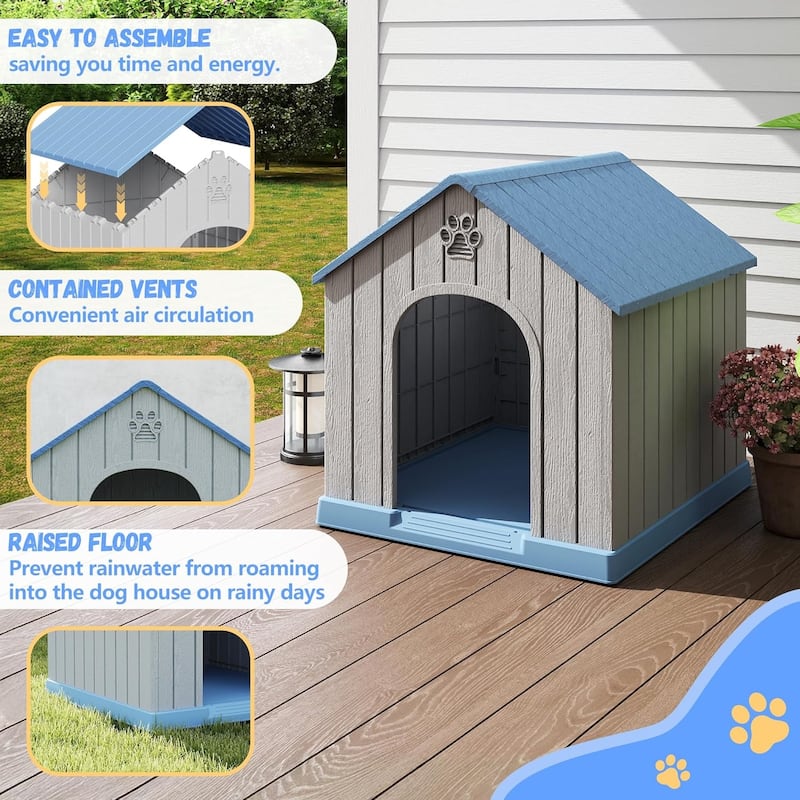 Decksplore Dog House Resin Outdoor Dog Kennel Weatherproof Indoor