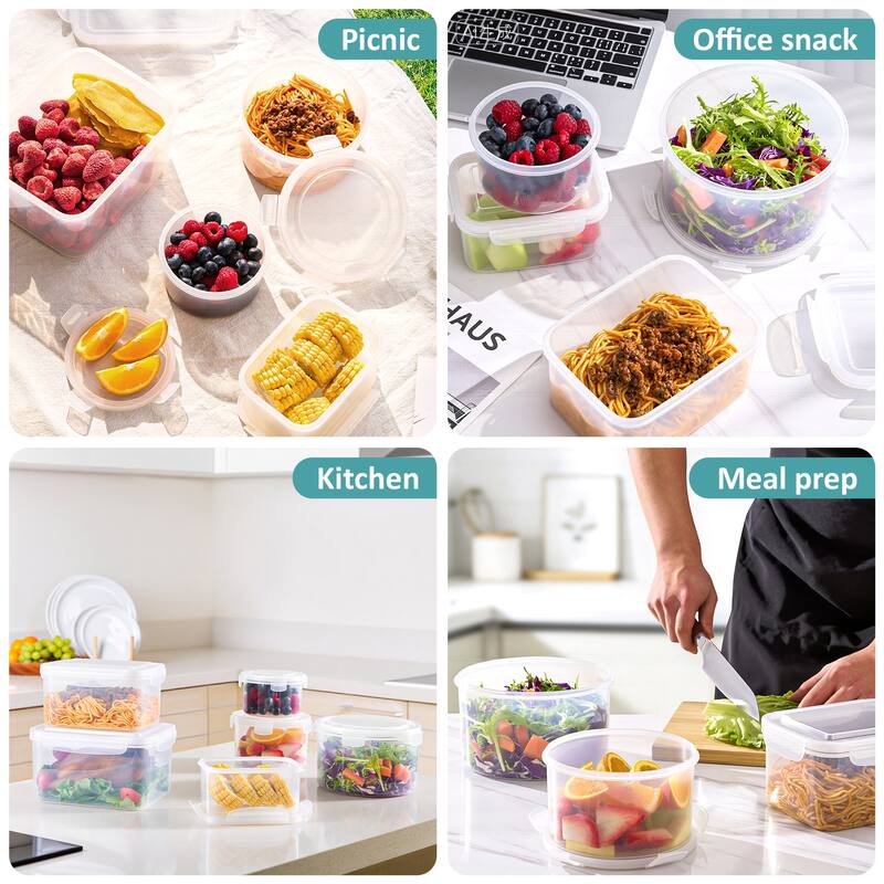 Sorbus BPA-Free Food Storage Container Set, Stackable & Nestable Plastic Containers with Snap-On Lids