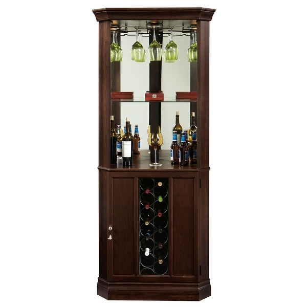 Howard Miller Piedmont III Espresso Wood Glass Liquor or Wine Cabinet