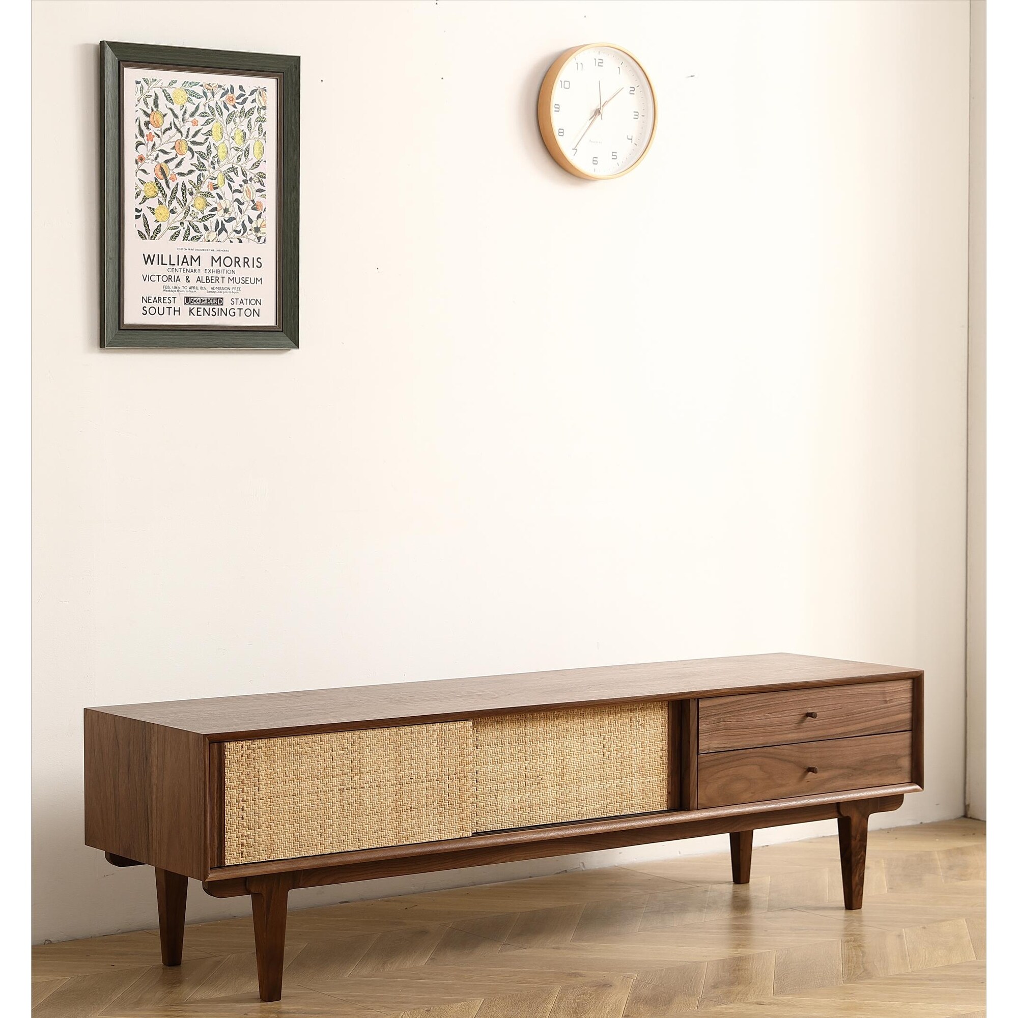 Black rattan tv shop cabinet