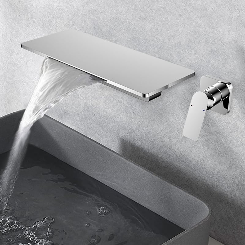 YASINU Waterfall Bathroom Sink Faucet 1- Handle Wall Mount Lavatory Faucet
