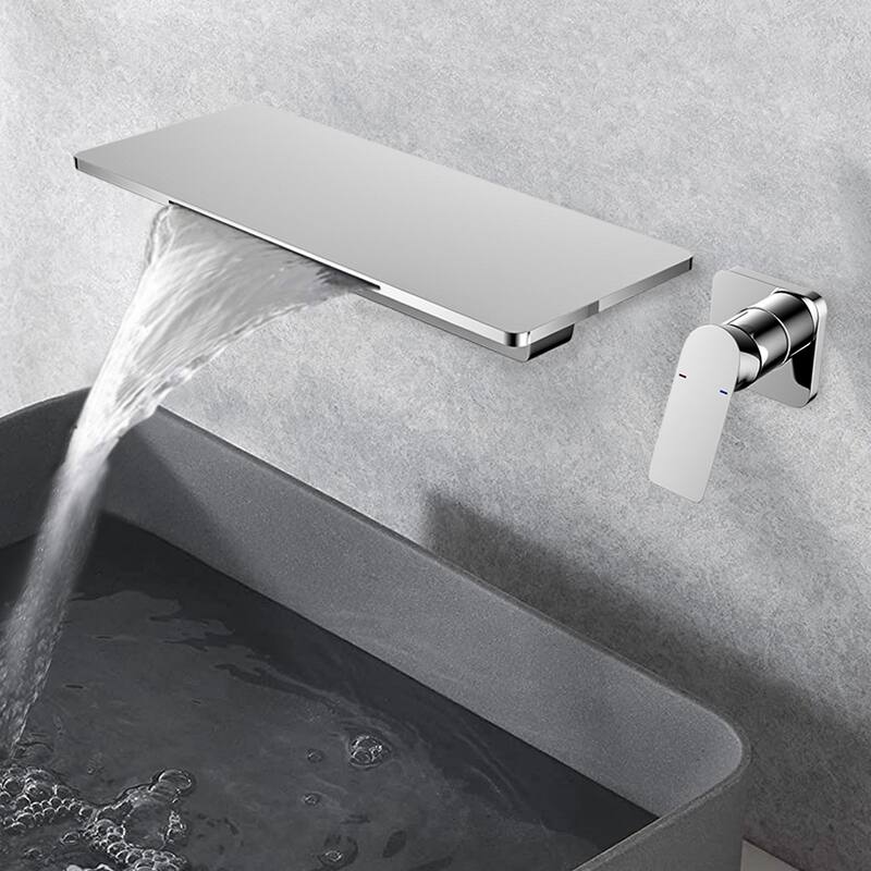 YASINU Waterfall Bathroom Sink Faucet 1- Handle Wall Mount Lavatory Faucet