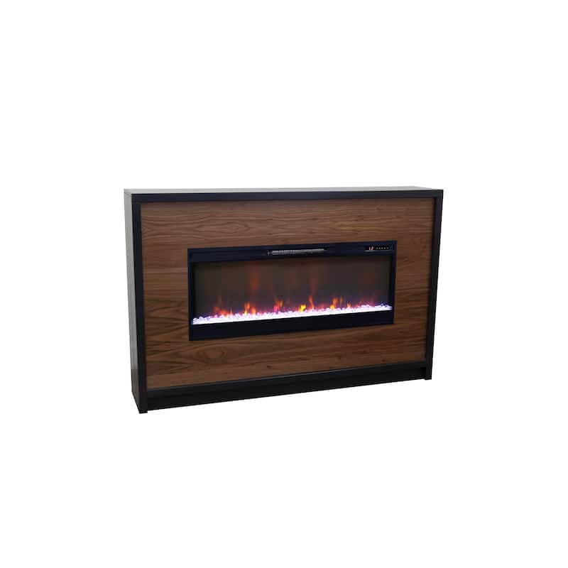 Bridgevine Home Aria 62 inch Fireplace Mantel, Minimal Assembly, Black and Walnut Finish