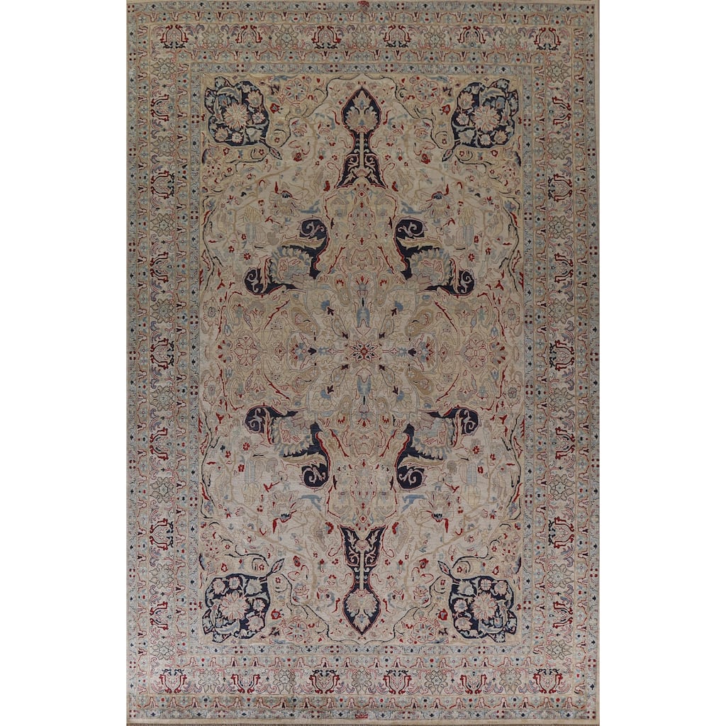 Hand Knotted Oriental 100% Wool Carpet Traditional Floral Beige & Ivories Sultanabad Area Rug - 14' 1'' X 10' 0''