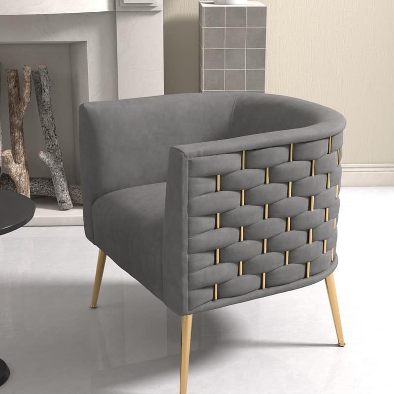 SEYNAR Mid-Century Modern Velvet Round Accent Chair for Living Room