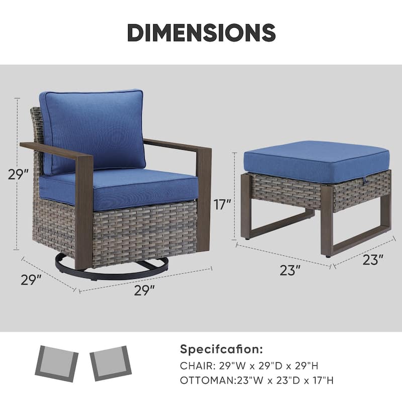 Outdoor Swivel Chair with Thick Cushion