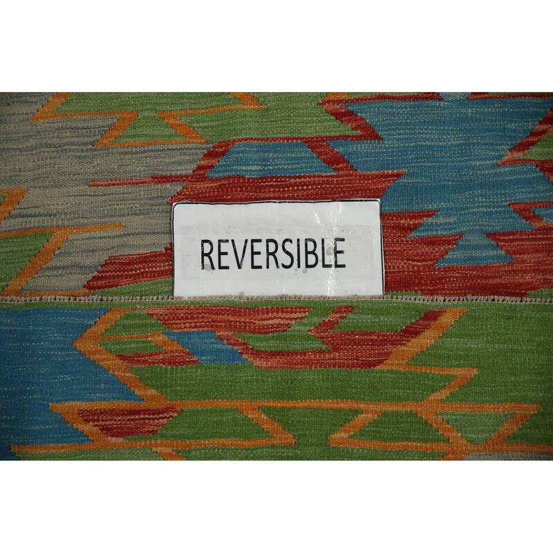 Hand Woven Oriental 100% Wool Carpet Southwestern Modern Multi-Colored Kilim Area Rug - 8' 9'' X 5' 10''