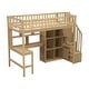 preview thumbnail 12 of 26, Twin Loft Bed in Walnut with Integrated L-Shaped Desk, LED Lighting, Multi-Tier Storage Shelves, Cabinets, and Staircase