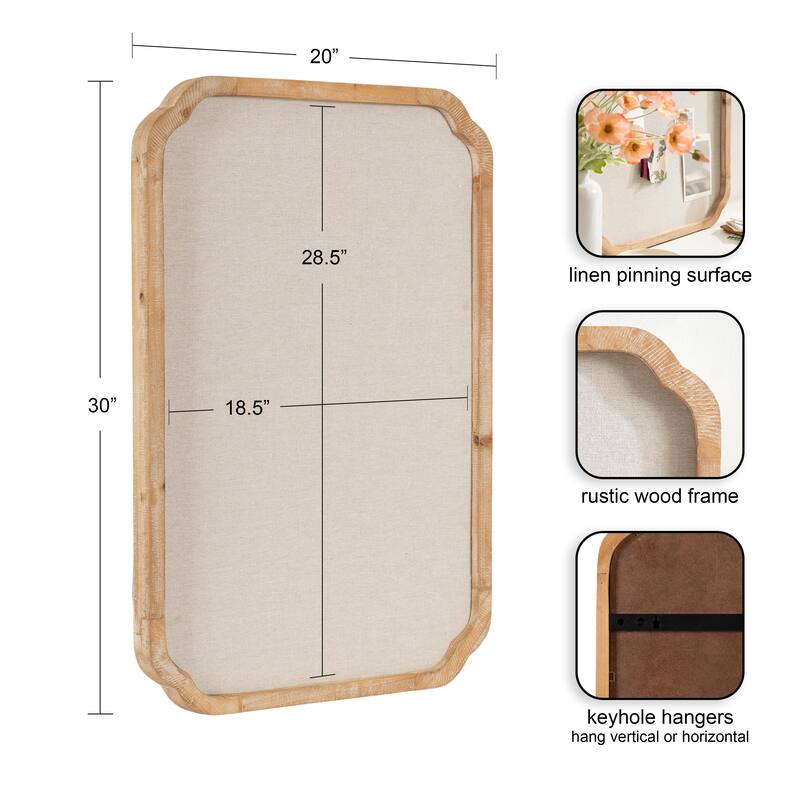 Kate and Laurel Marston Scalloped Fabric Pinboard - 20x30