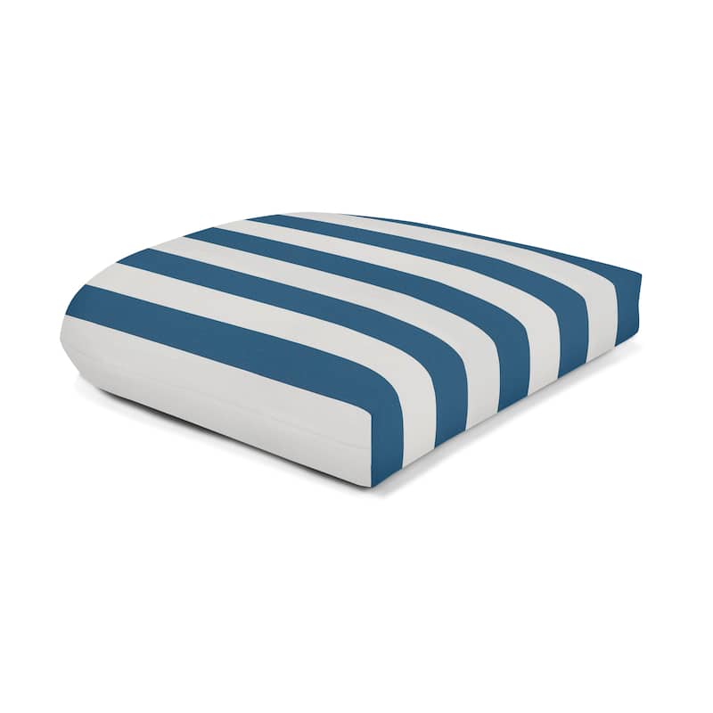 Sunbrella® Stripe Fabric 1-Piece Indoor/Outdoor Wicker Seat Pad Cushion, 19.5"W x 19.5"L, Brannon Redwood - 19.5"W x 19.5"L