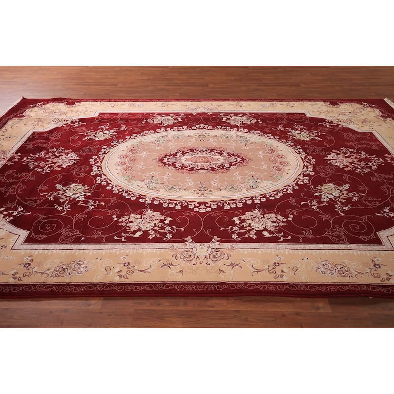 Victorian Style Kashan Turkish Area Rug Machine Made Red Carpet - 8'0" x 11'10"