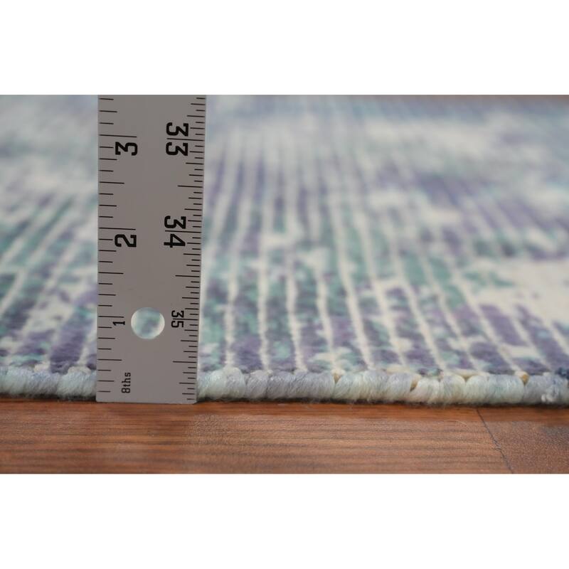 Hand Knotted Oriental Viscose Silk Carpet Modern Abstract Purples Abstract Area Rug - 4' 0'' X 2' 0''