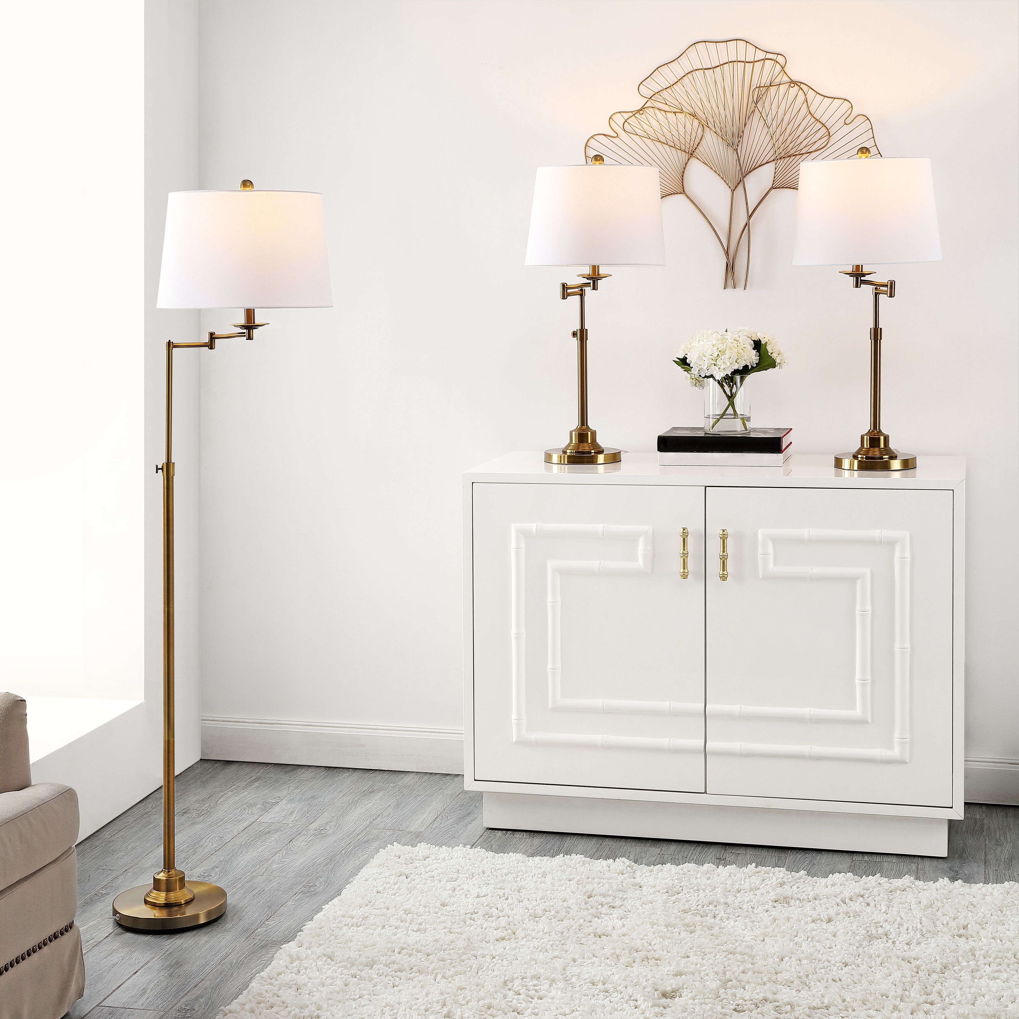 SAFAVIEH Lighting Hronn Floor And Table Lamp Set (Set of 3) - 15Wx21Dx64H