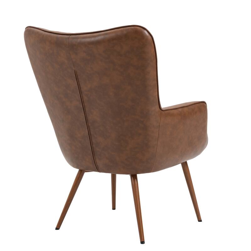 Vintage Wingback Chair Tufted Button PU Leather Accent Chair