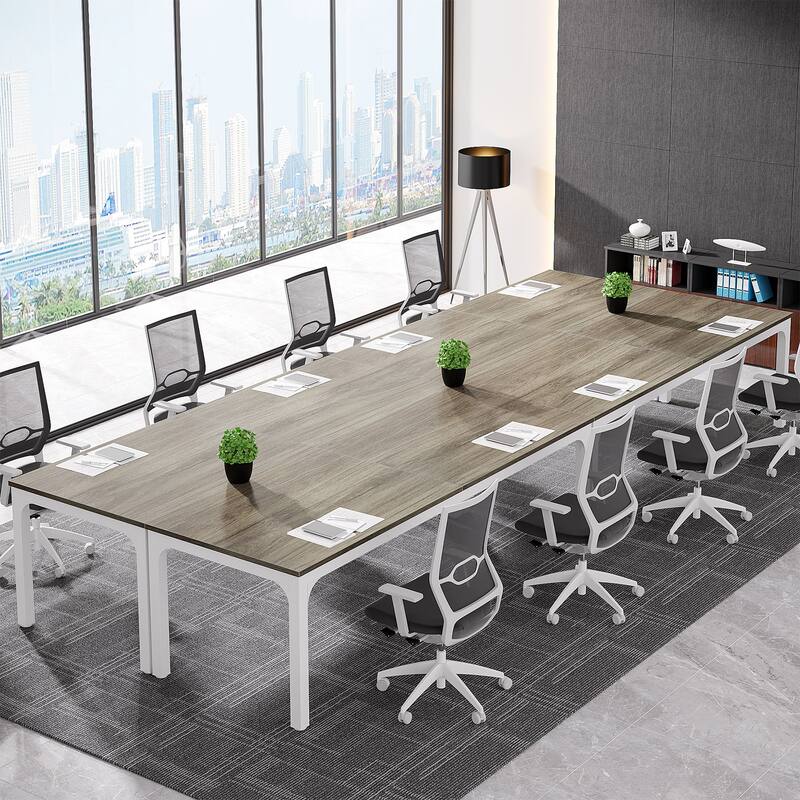 Rectangle 13FT Large Conference Table Set of 2, 78.74-Inch Meeting Seminar Table, Long Business Table