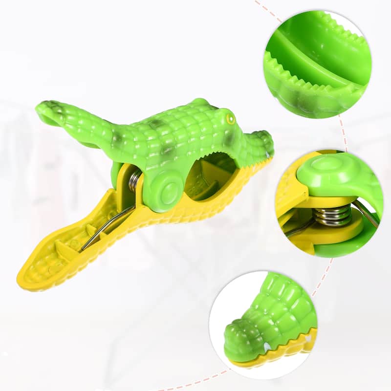Crocodile ABS Clothespins for Clothes 5.24"x2.95"x1.06" 4 Pcs - Green Yellow