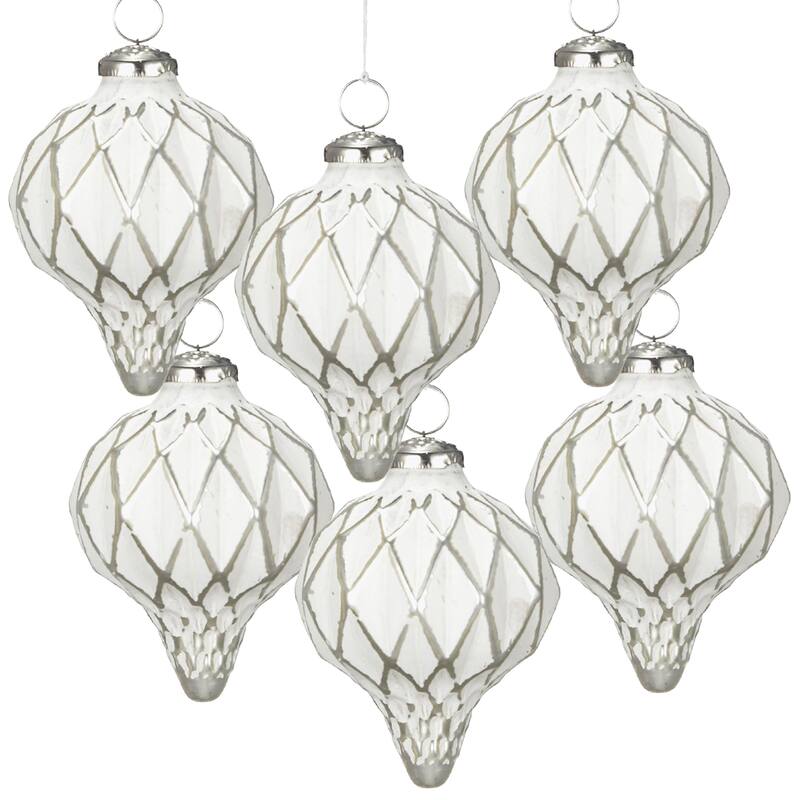 D2.8x3"H Christmas Ball Ornaments, Glass Decorative Hanging Ball Christmas Tree Ornaments for Holiday, Set of 6