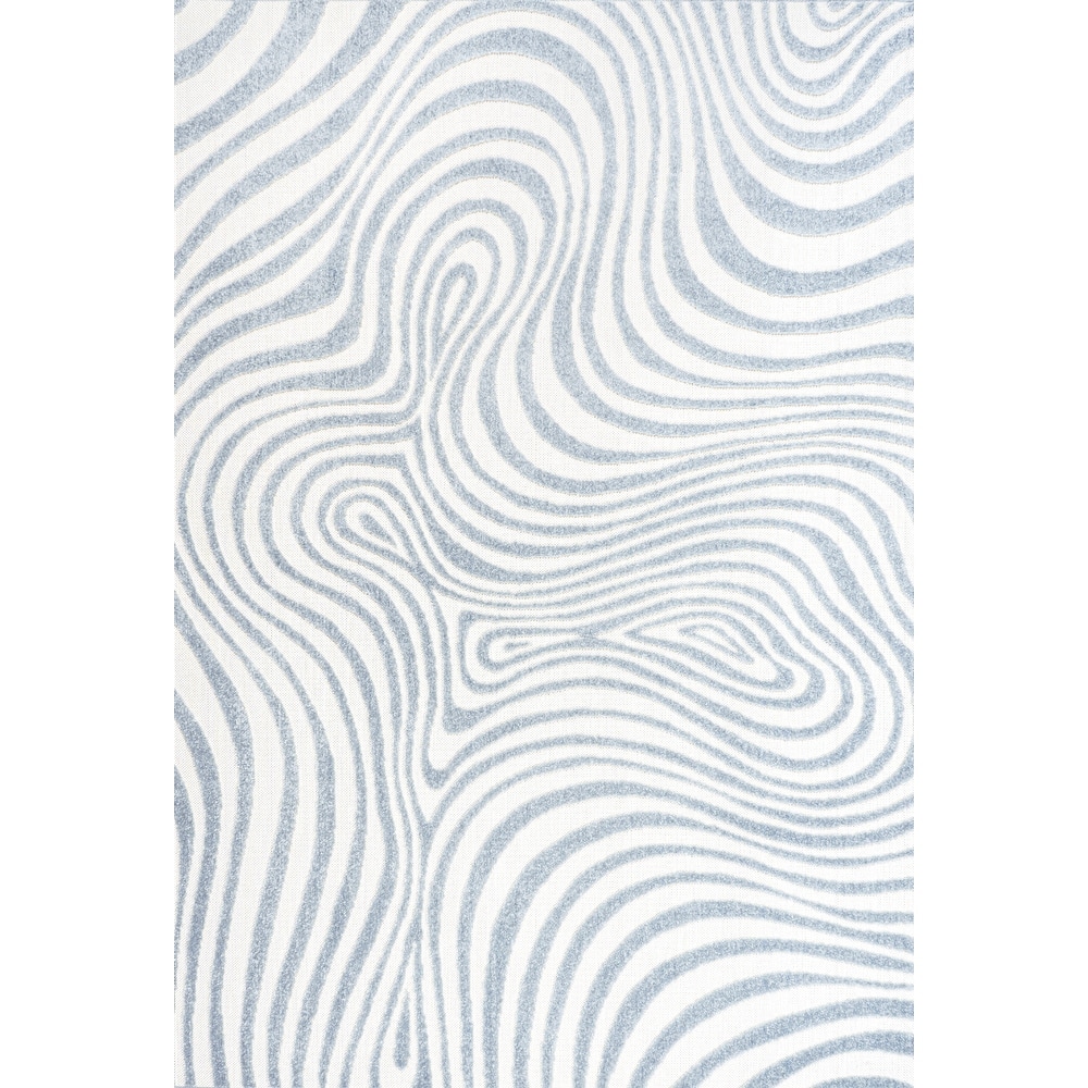 JONATHAN Y Nordby Abstract Groovy Striped Light Blue/Ivory Area Rug