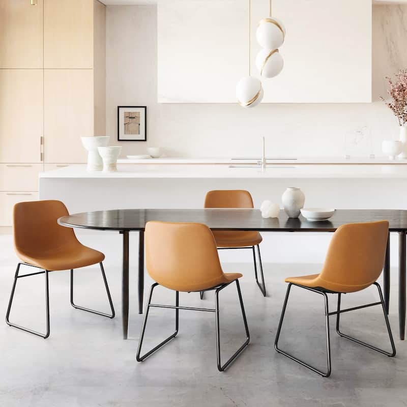 LUE BONA 18 in. Faux Leather Upholstered Dining Chairs With Metal Legs (Set of 4) - 33.26'' H X 20.1'' W X 20.1'' D