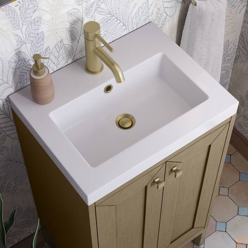 Chianti 20" Single Vanity, Walnut Whisper w/ White Composite Stone Top
