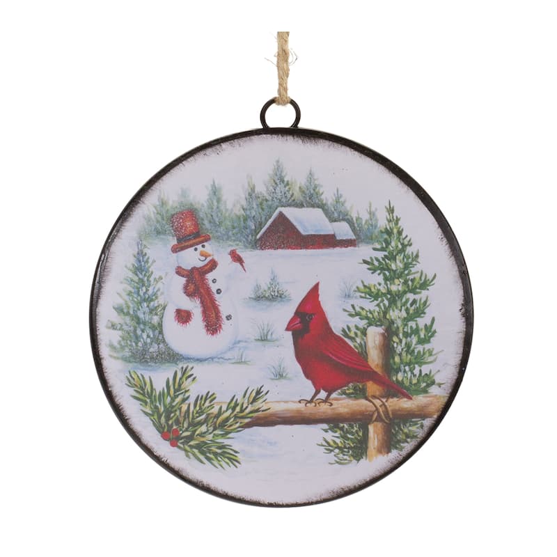 Woodland Snowman Christmas Disc Ornaments - 6.5" - Multi-Color - 12ct