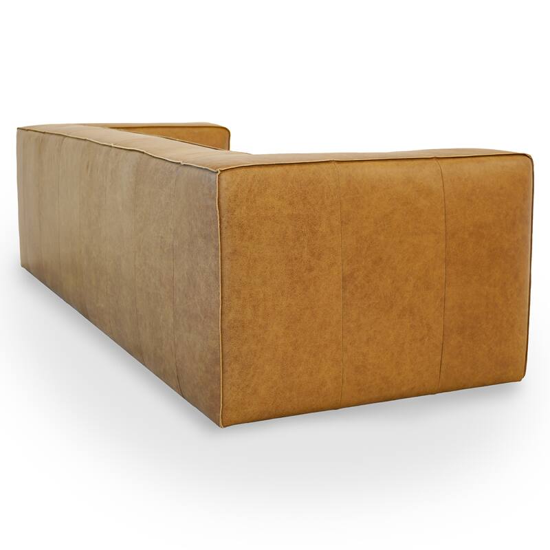Empire Mid Century Modern Living Room Top Leather Couch in Tan
