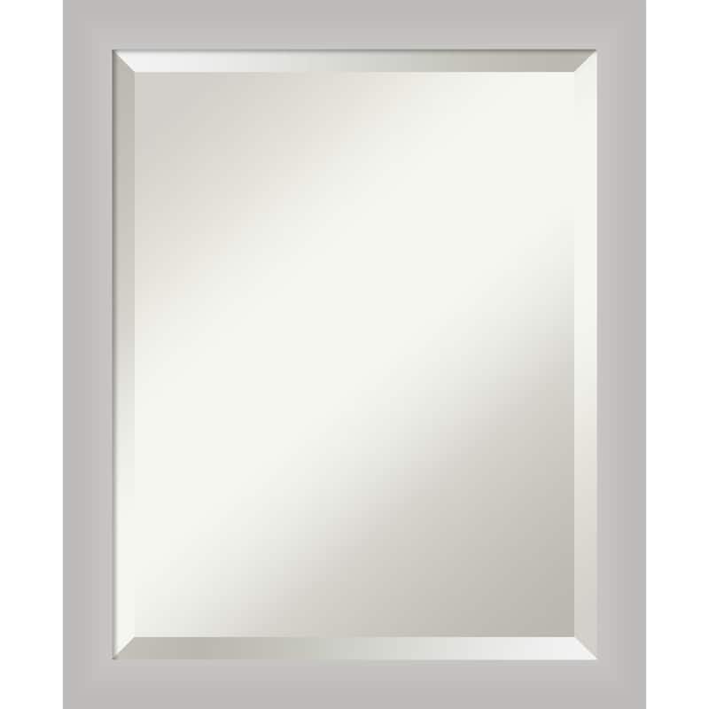 Beveled Wood Bathroom Wall Mirror - Low Luster Silver Frame - Low Luster Silver - 19 x 23 in