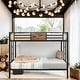 Double-Decker Iron Frame Bed with Wood Grain Decoration - Bed Bath ...