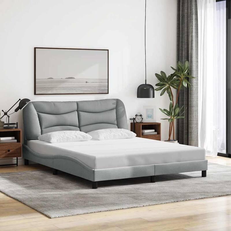 vidaXL Bed Frame without Mattress "Hvar" Light Gray Fabric